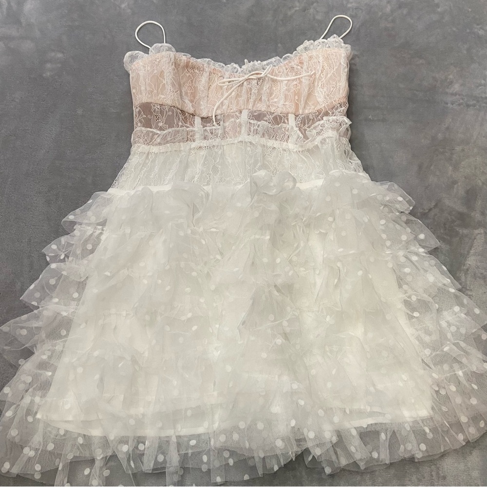 New! For love and lemons Jules tiered ruffle mini dress 27990 - Picture 8 of 14